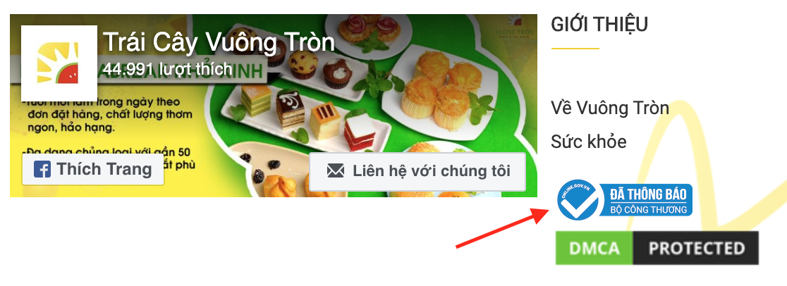 thông báo website với bộ công thương